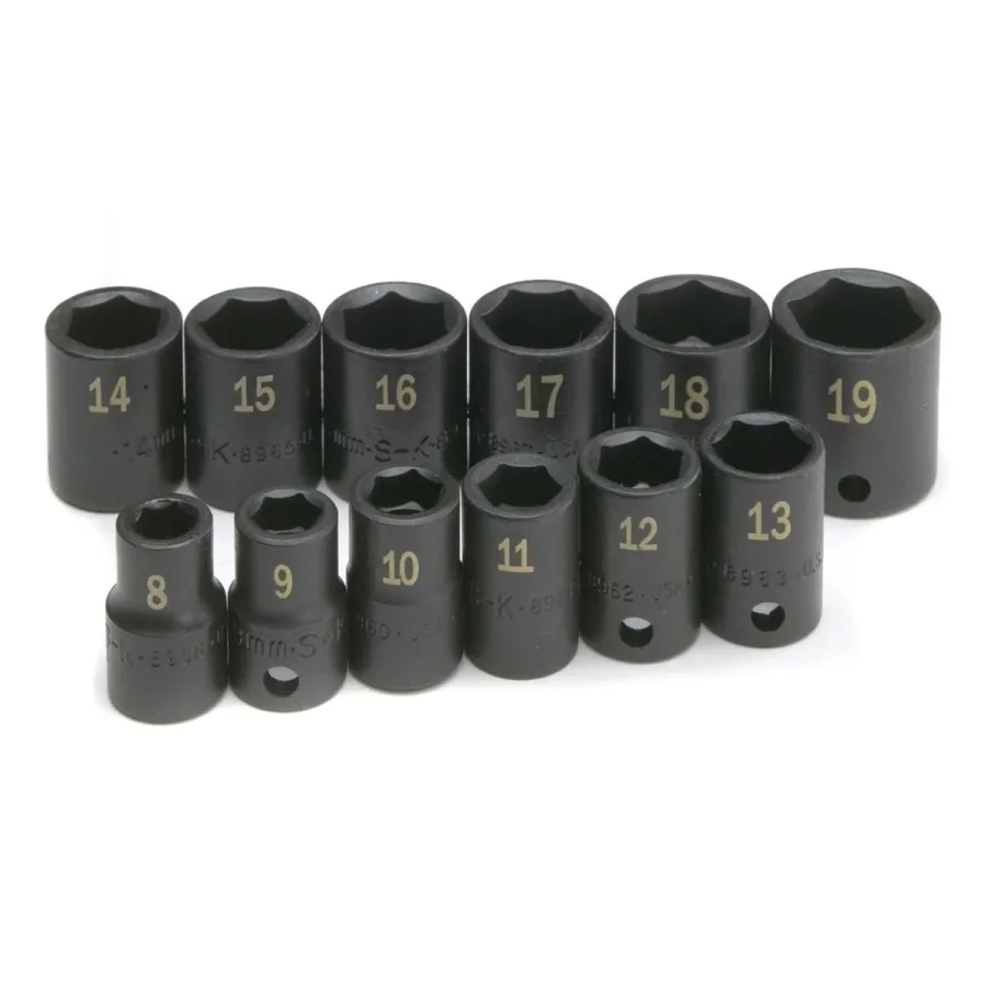 3/8 In Dr 12-Pc 6-Pt Std Metric Impact Socket Set (image for) 3/8 In Dr 12-Pc 6-Pt Std Metric Impact Socket Set