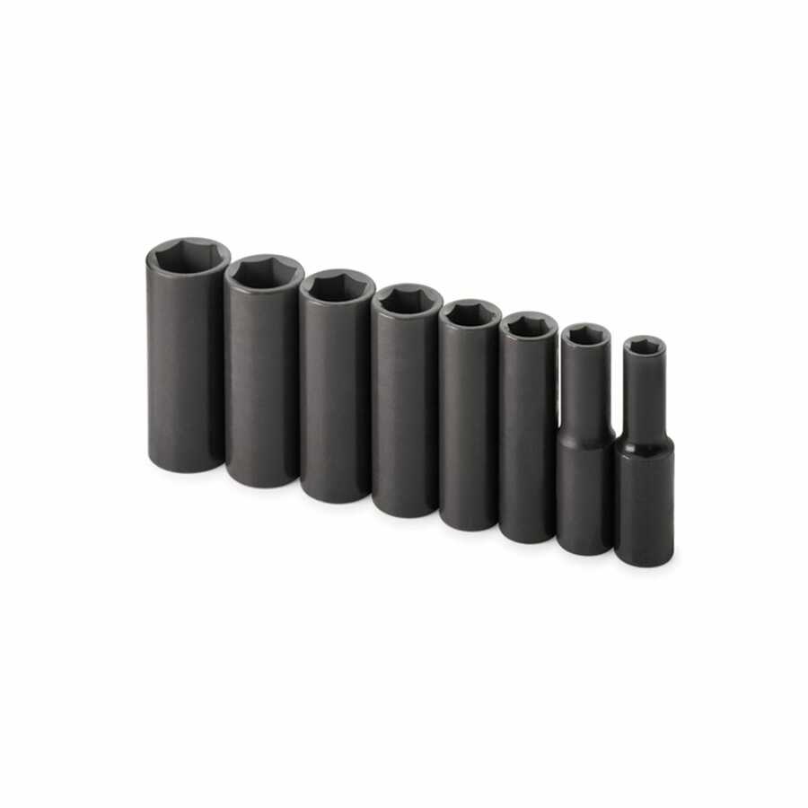 3/8 In Dr 8-Pc 6-Pt Impact Socket Set - Deep