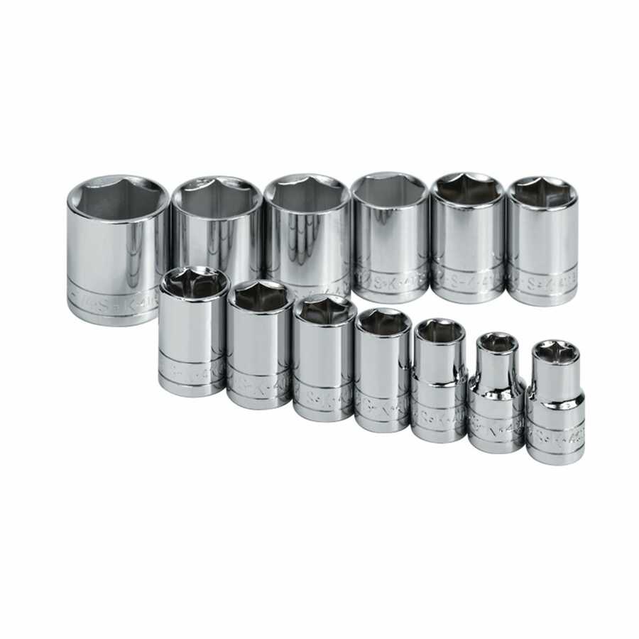 SK Hand Tool 4113-6 SuperKrome® 1/2" Drive Socket Set, 13-Piece