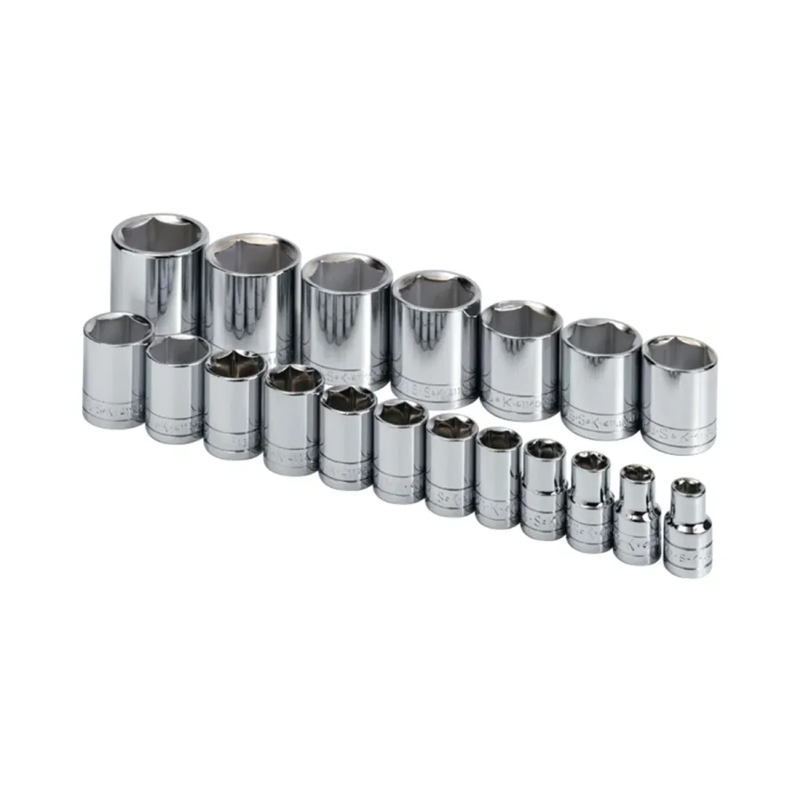 (image for) 1/2 In Drive 6 Pt Standard Fractional Socket Set - 19 Piece