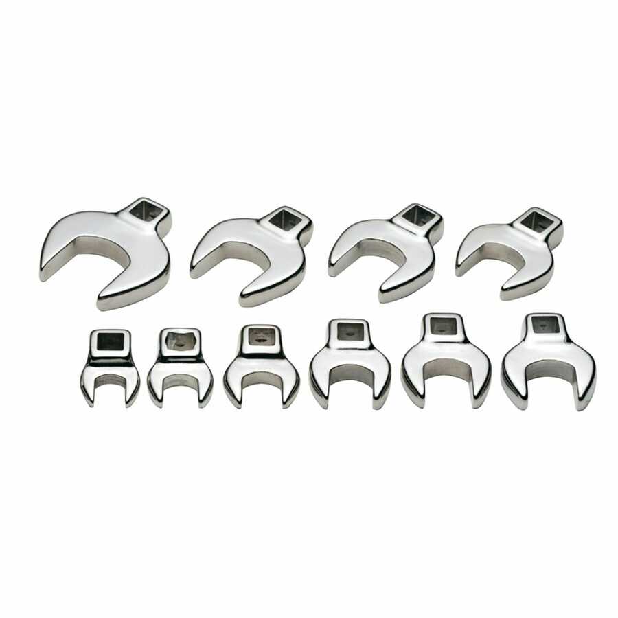 3/8 In Dr Metric Crowfoot Open End Wrench Set - 10-Pc