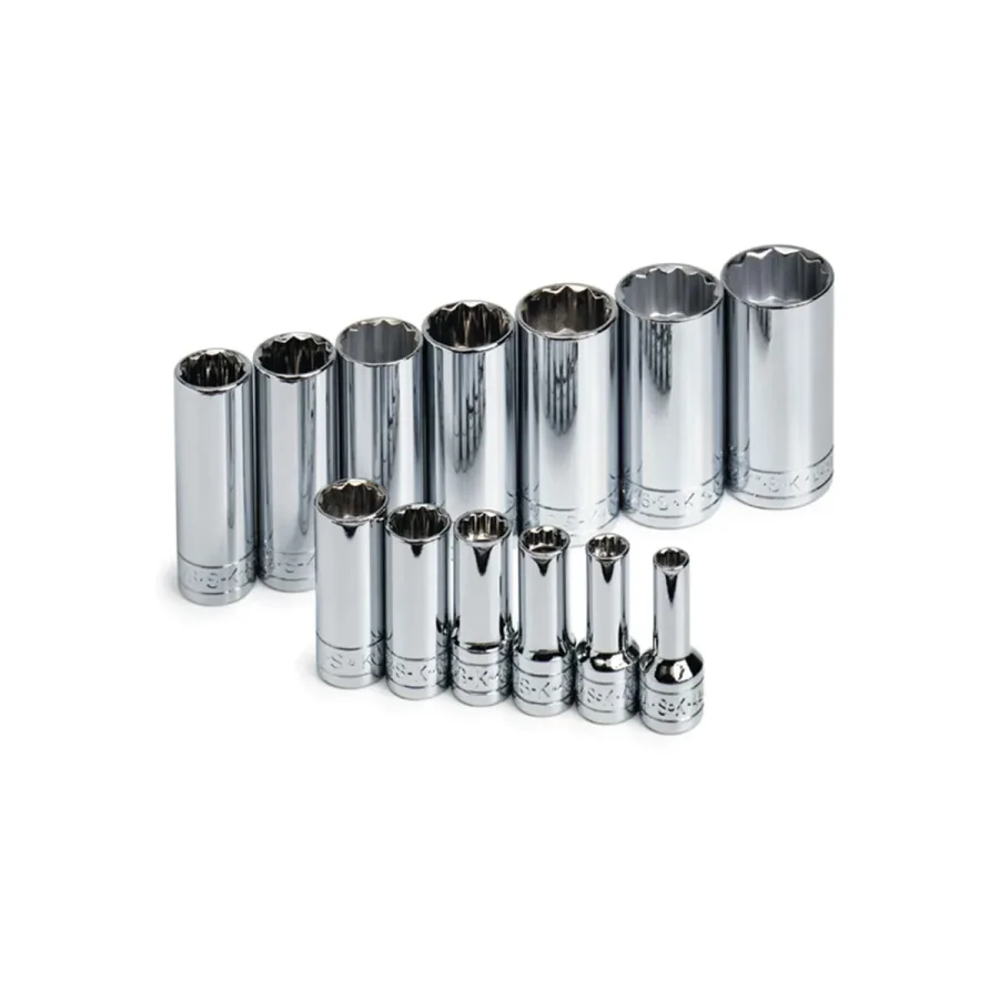(image for) 3/8 In Drive 12 Pt Deep Fractional Socket Set - 13-Pc