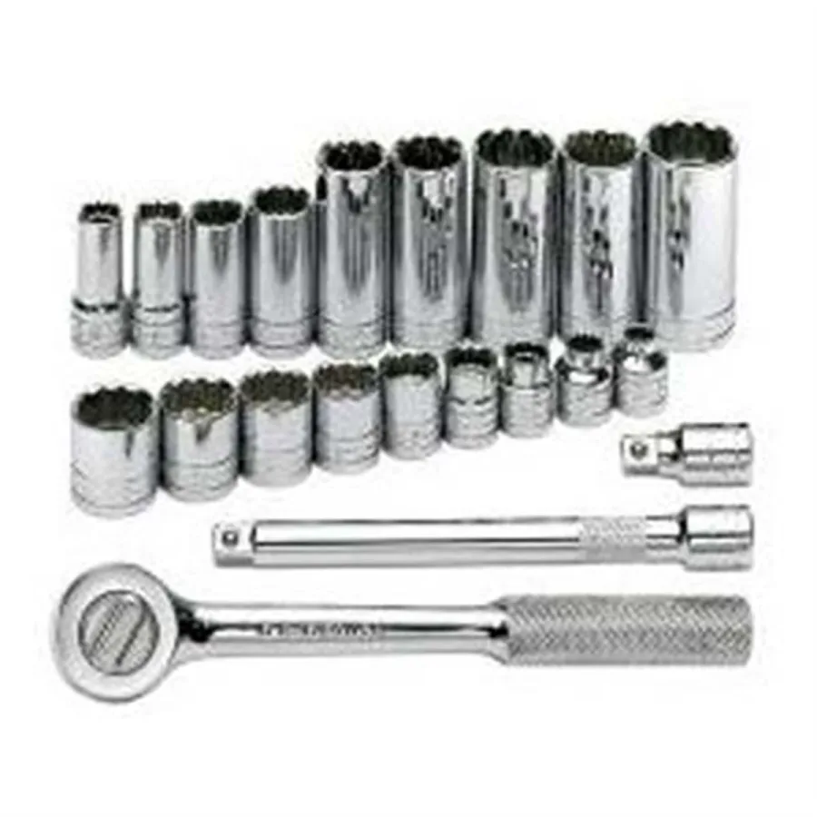 (image for) 3/8 In Drive 12-Pt Fractional Socket Set w/ Tuff 1(R) Ratchet