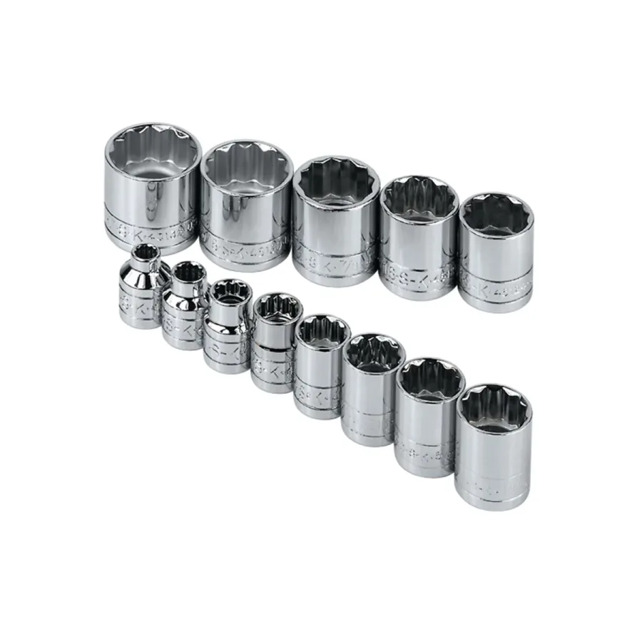 (image for) 3/8 In Drive 12-Pt SAE Std Socket Set - 13-Pc
