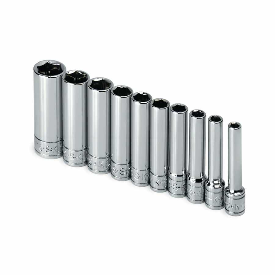 1/4 In Drive 6 Pt Deep Fractional Socket Set - 10 Piece