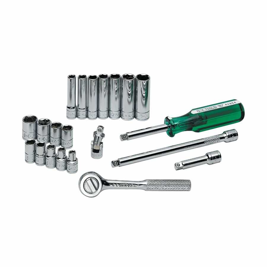 1/4 In Drive 6 Pt Fractional Socket Set - 21-Pc