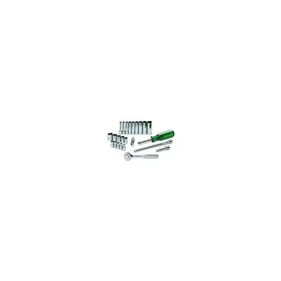 1/4 In Drive 6-Pt Fractional Socket Set w/ Tuff 1(R) Ratchet - 2