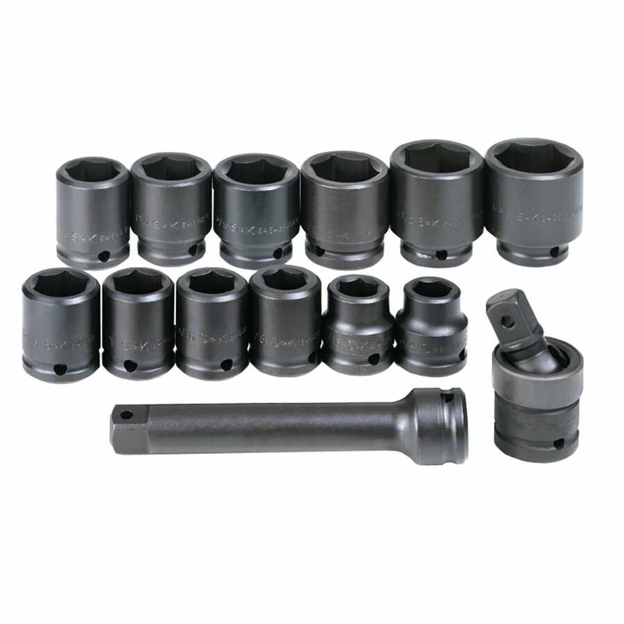 3/4 In Drive 6 Pt Std Fractional Impact Socket Set - 14-Pc