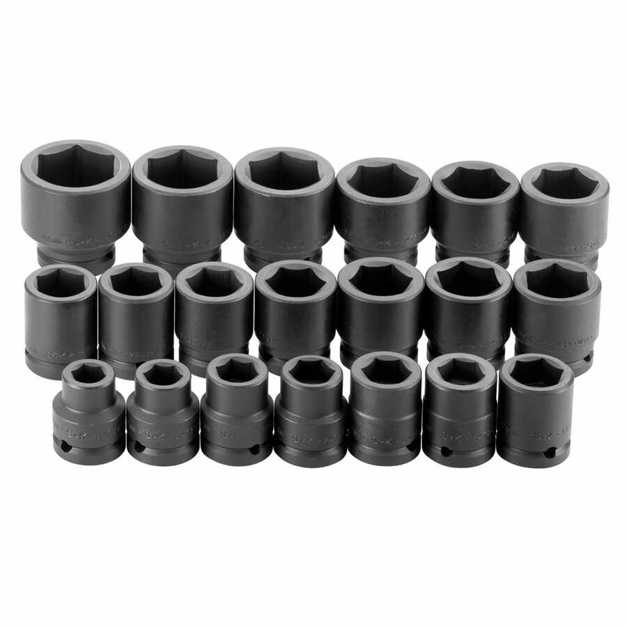 3/4 In Dr 6-Pt Std Metric Impact Socket Set - 20-Pc