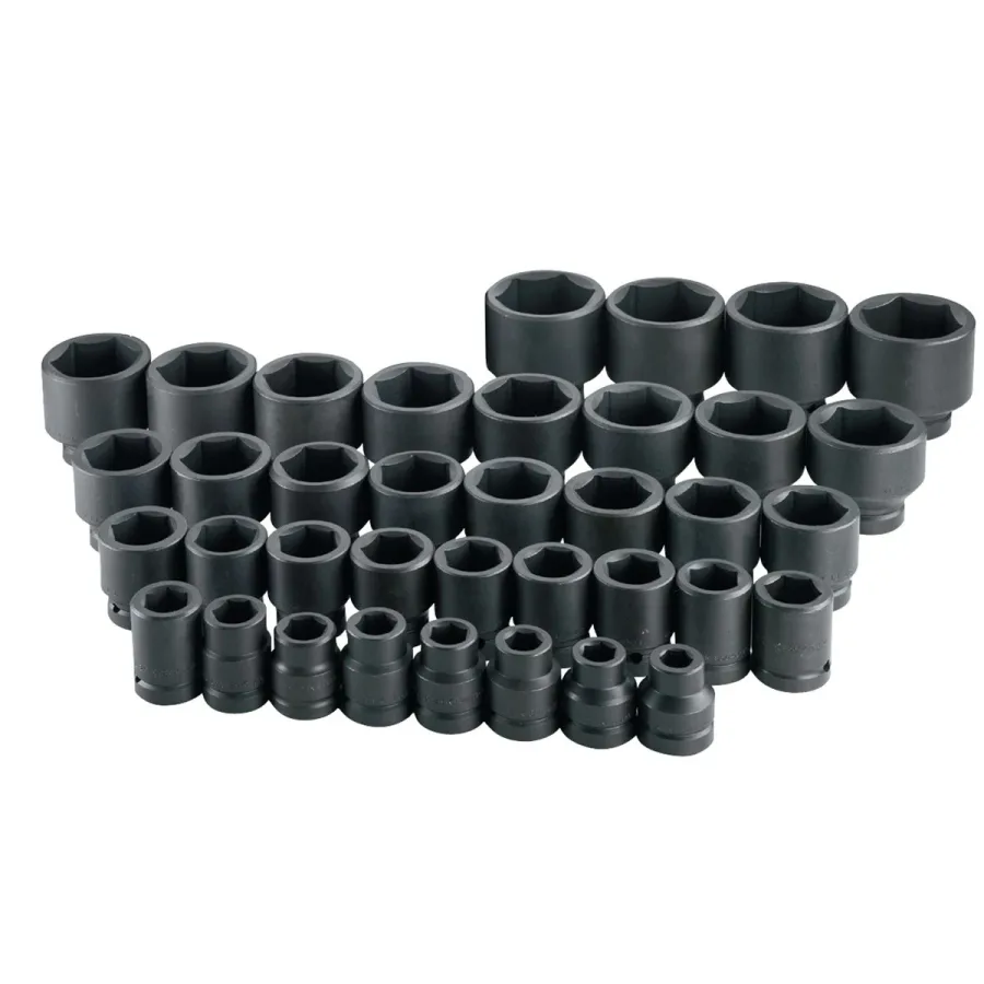 (image for) 1 Inch Drive 6 Point SAE Impact Socket Set 37 Pc