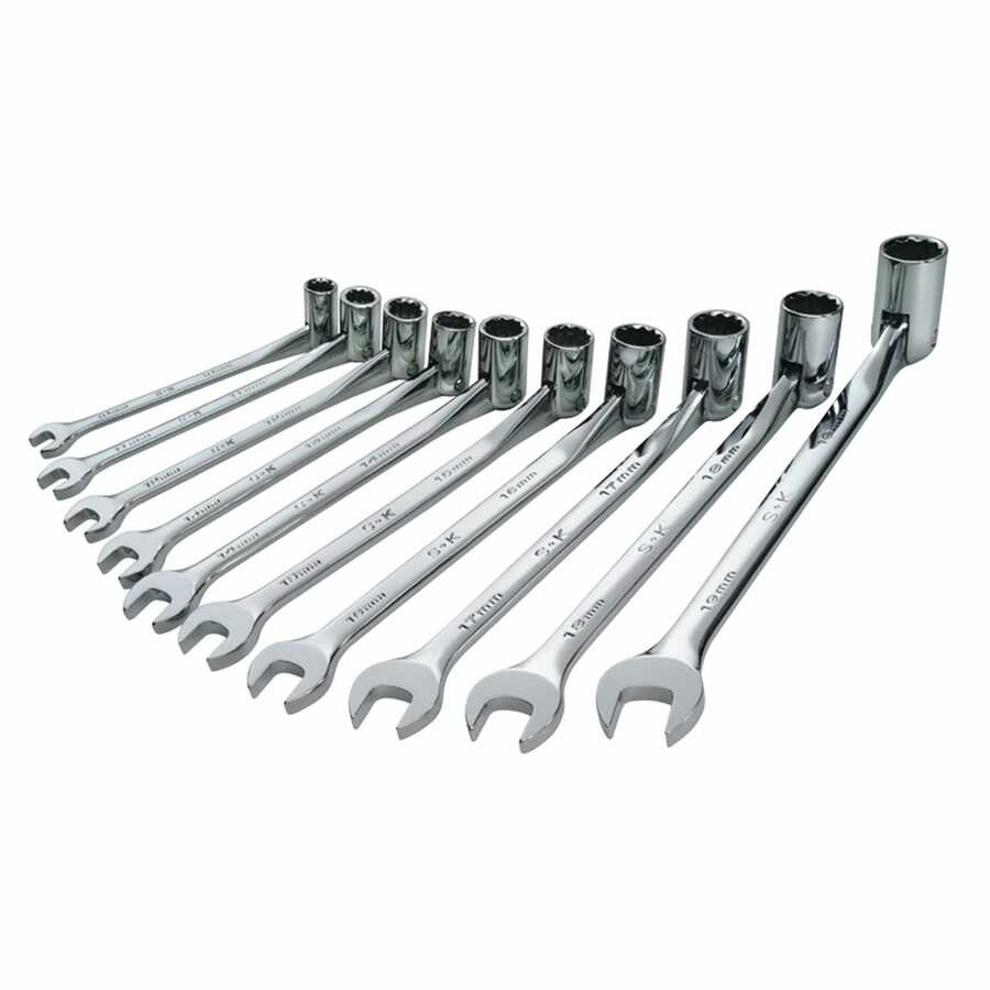 SK Professional Tools 86132 7-Piece 12-Point Fractional Flex Long Combination Wrench Set SuperKrome Finish Set of 7 Chrome Wrenches Made in USA 