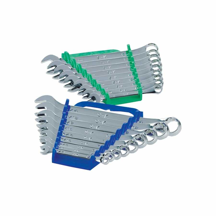 SK Hand Tool | 87018 | SK 87018 18-Pc SuperKrome 12 Pt Fractional/Metric Combination Wr