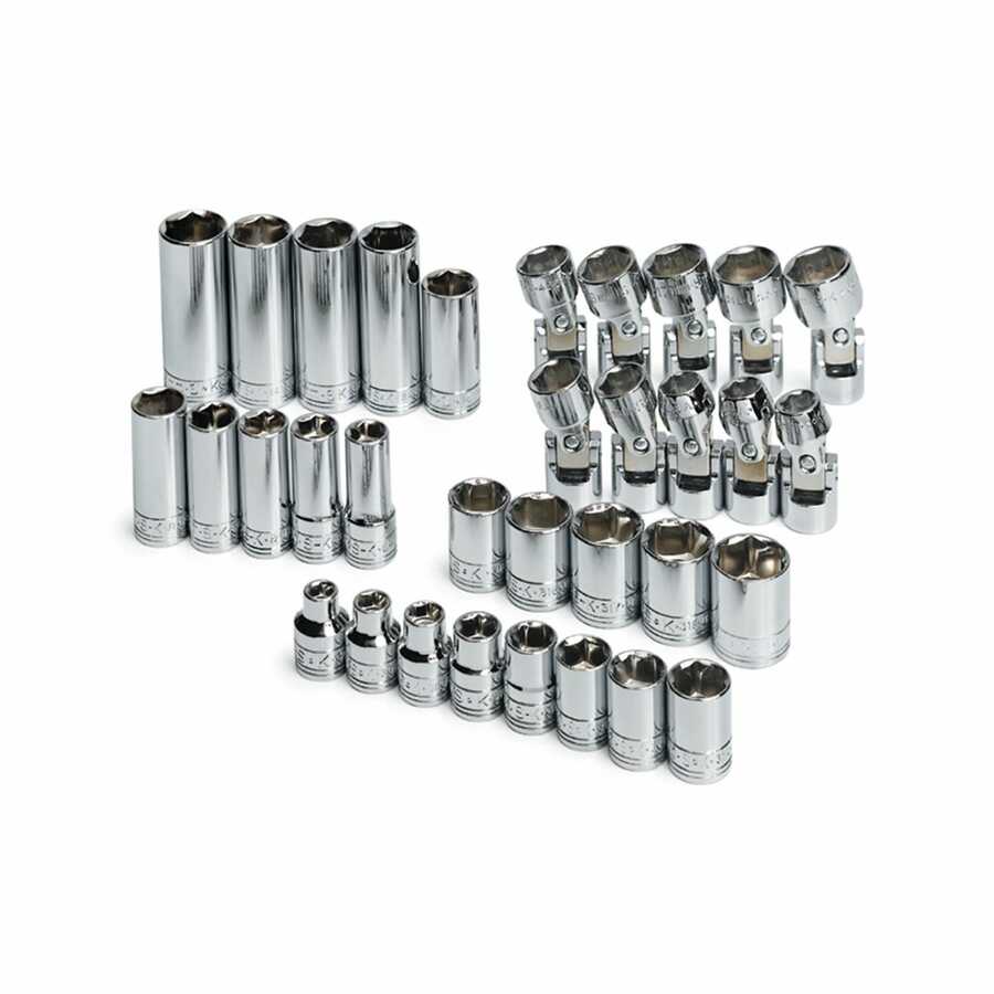 3/8 In Drive 6 Pt Metric Std Deep and Flex Socket Set - 33-Pc