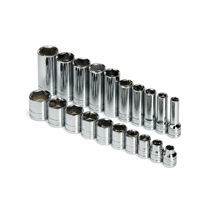 3/8 In Dr 6-Pt SAE Socket Set - 20 Pc