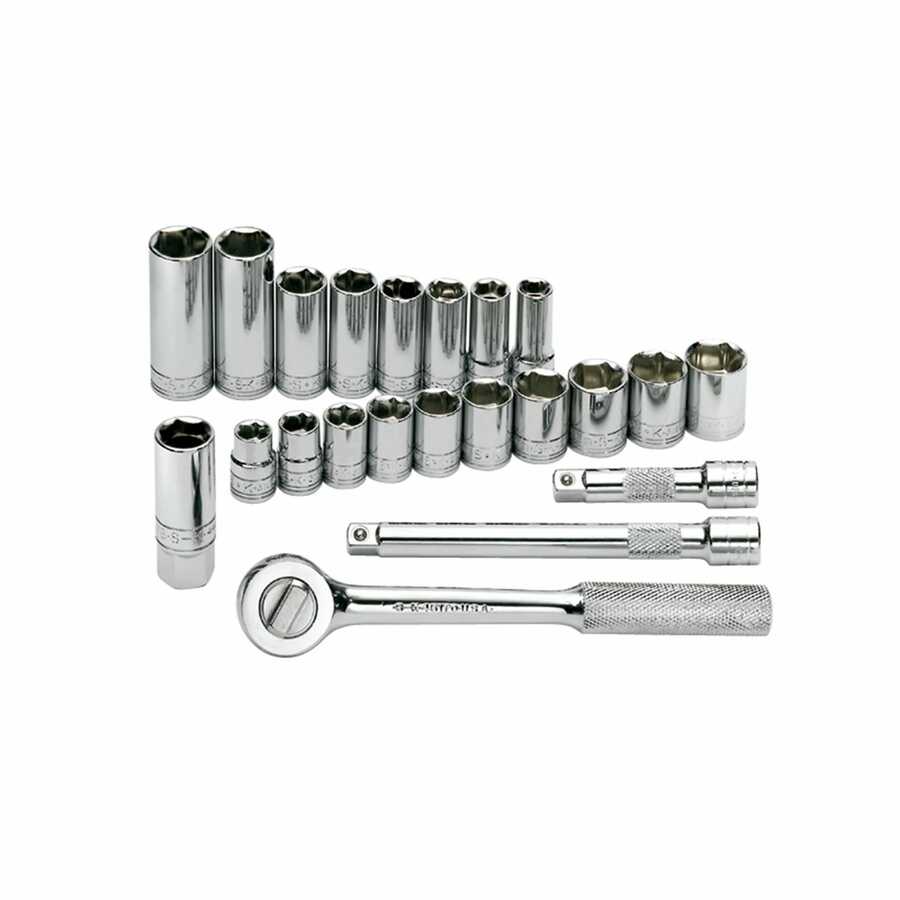 3/8 In Dr 6 Pt Metric Socket Set - 22 Piece