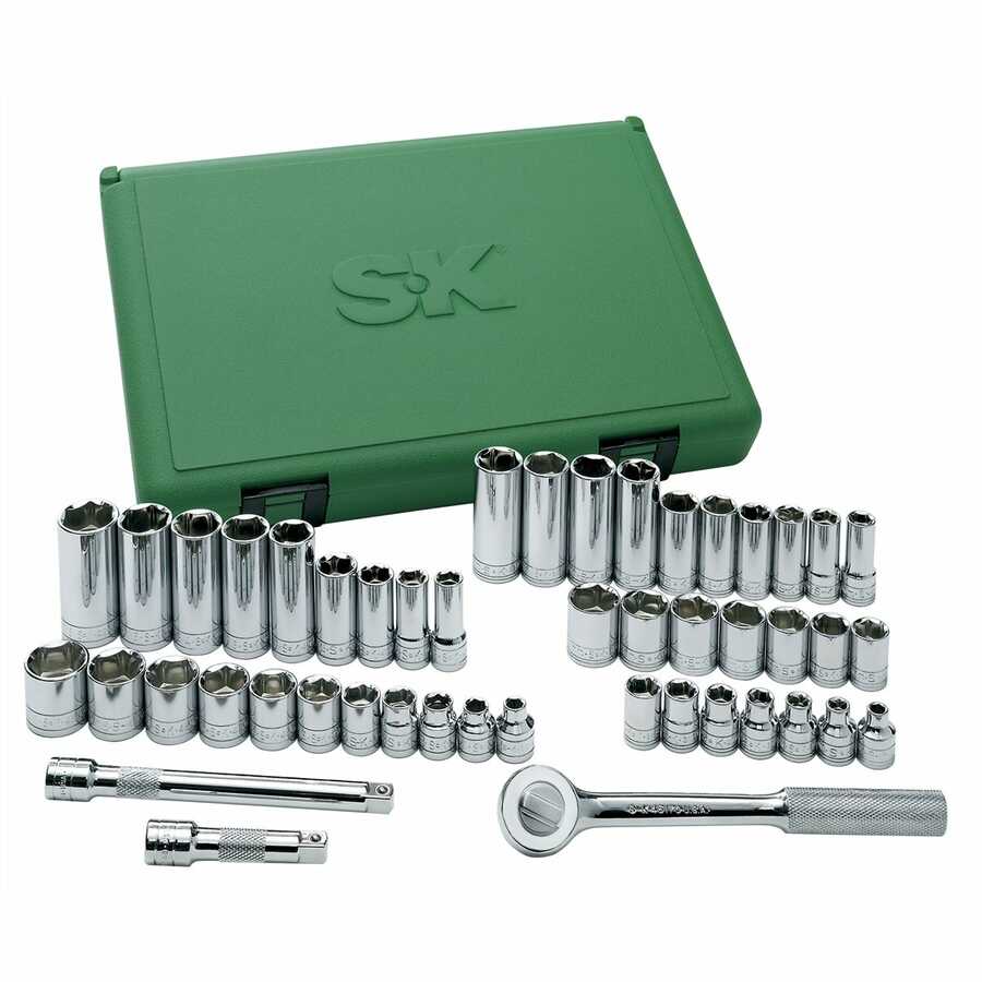 3/8 In Dr 12-Pt SAE/Metric Socket Set - 47-Pc