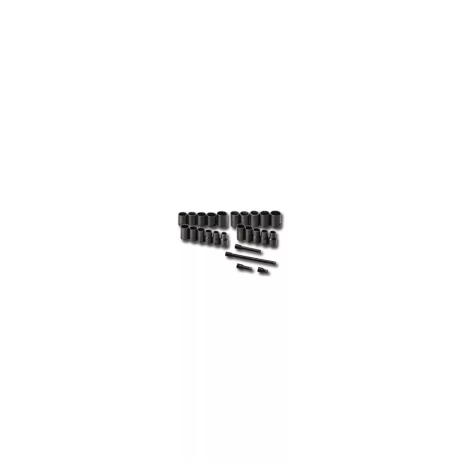 1/2 In Dr 12-Pt Metric / SAE Std Impact Socket Superset - 25-Pc