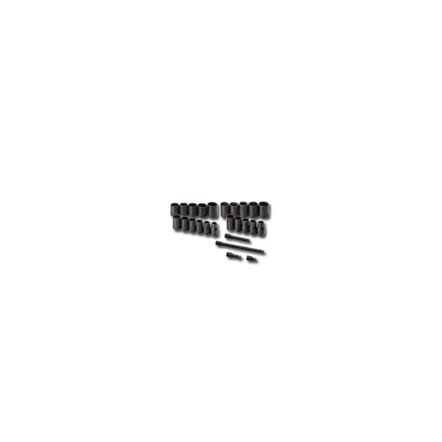 (image for) 1/2 In Dr 12-Pt Metric / SAE Std Impact Socket Superset - 25-Pc