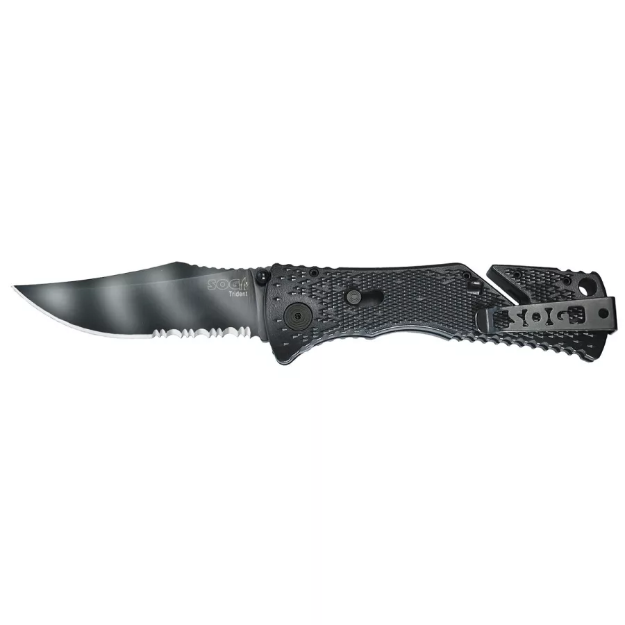 TRIDENT FOLDER WITH TIGER STRIPED 1/2 SERRATED