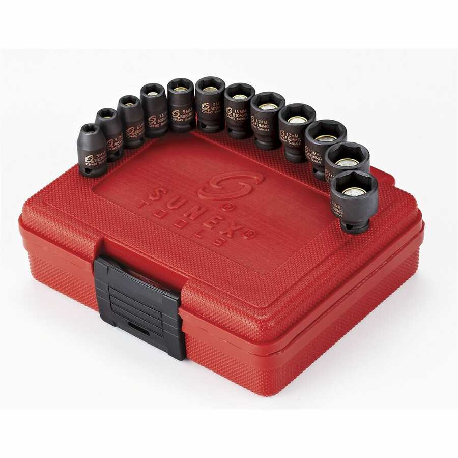 1/4 Inch Drive Metric Magnetic Impact Socket Set 12 Pc