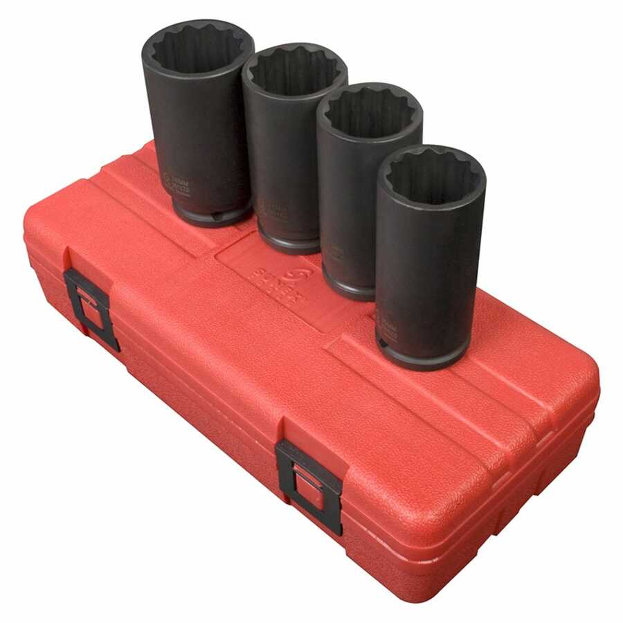 1/2 Drive 12 Point Spindle Nut Socket Set 4Pc