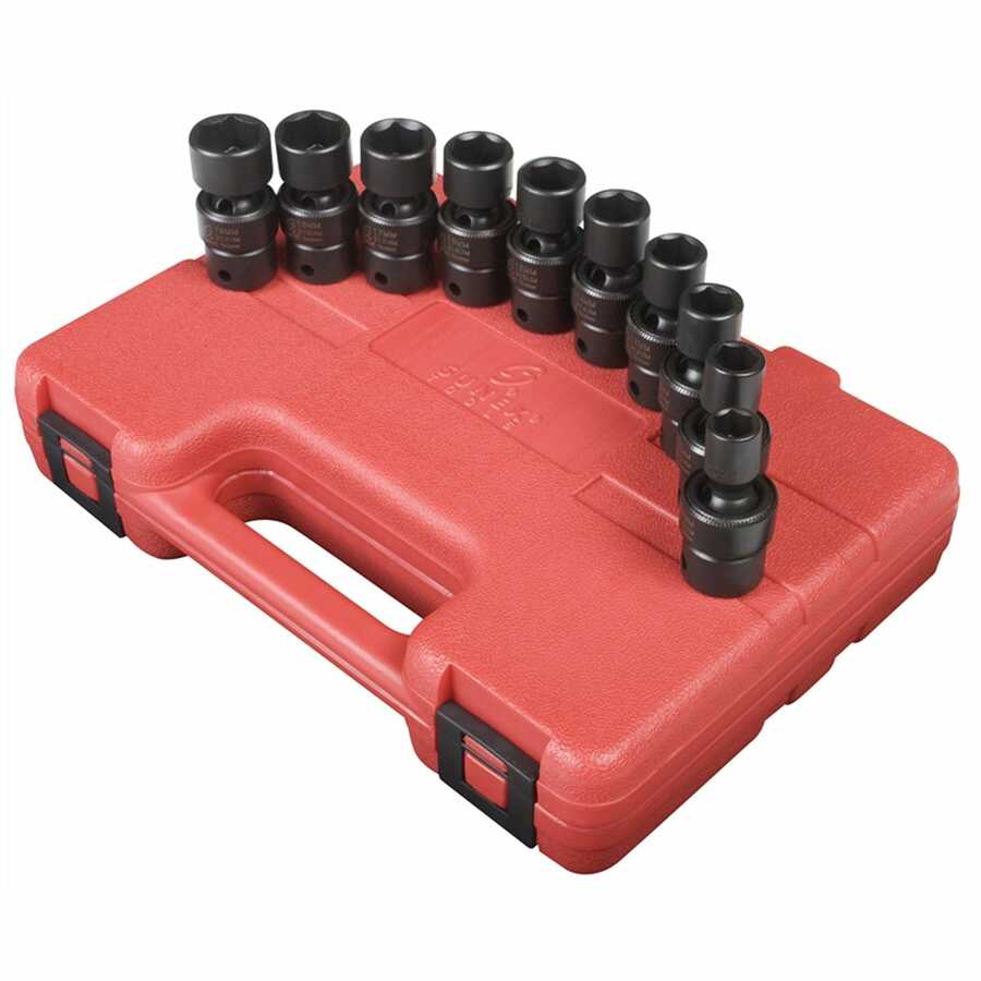 Sunex 3657 3/8 In Dr 10Pc 6Pt Std Metric Universal Impact Socket Set
