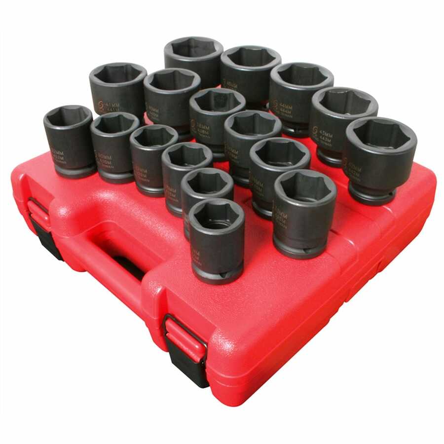 3/4 In Dr HD Metric Impact Socket Set - 17-Pc