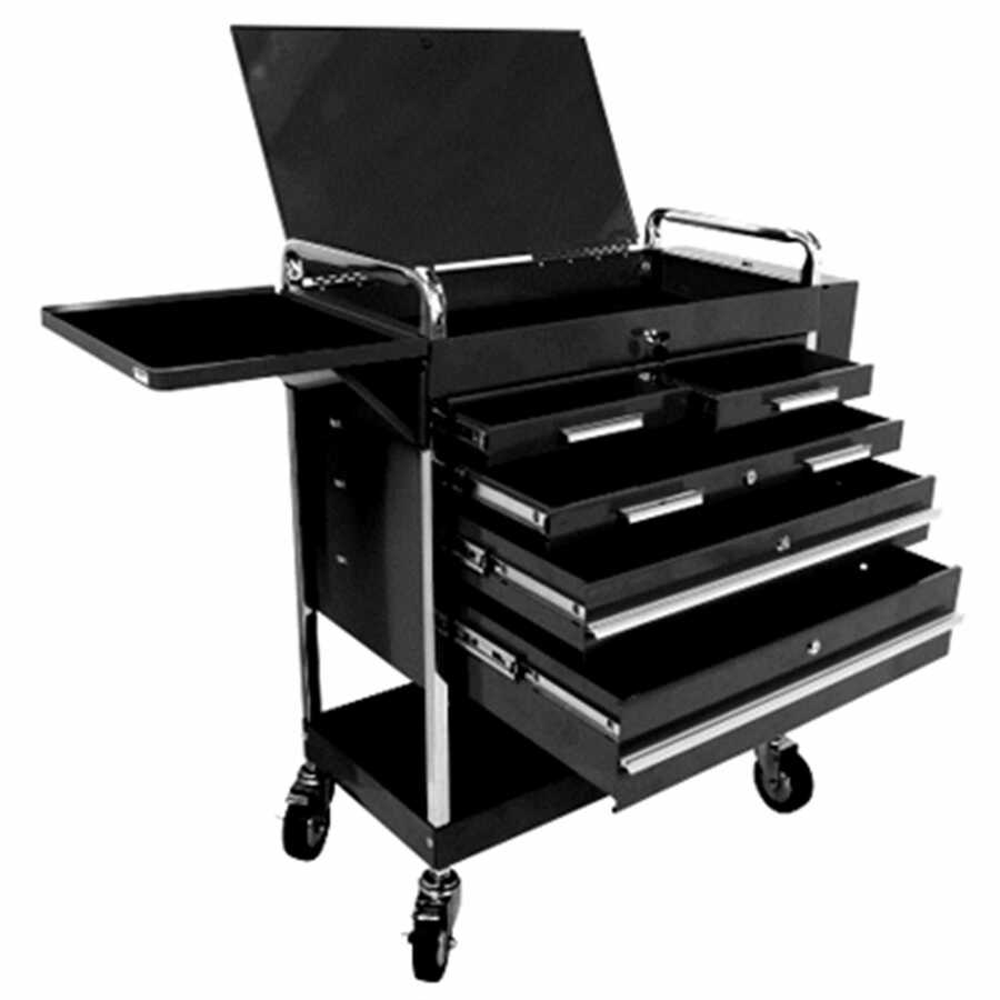 Heavy Duty 5 Drawer Service Cart - Black