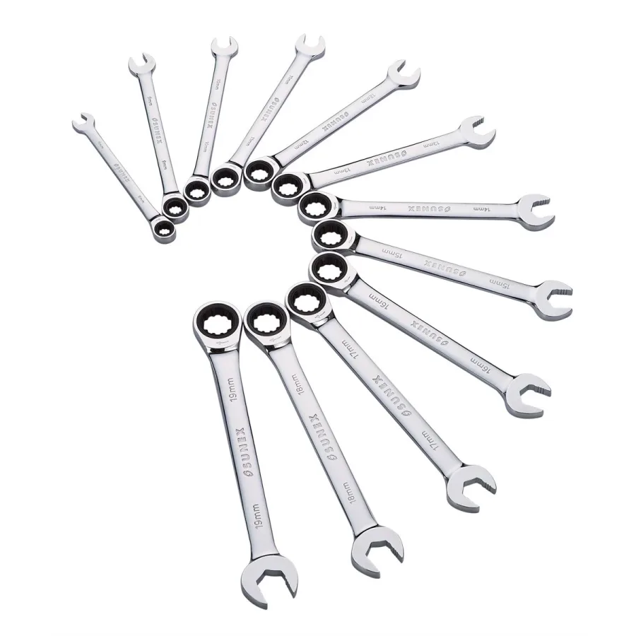 (image for) 12pc METRI V-Grv Combination Ratcheting Wrench Set