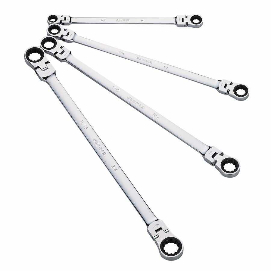 4pc Extra Long Double Box Ratcheting Wrench Set