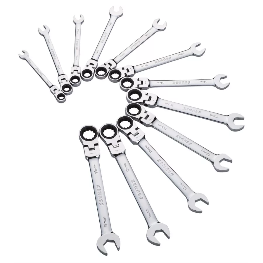 12pc Metric V-Grv Flex Head Combination Wrench Set 12pc Metric V-Grv Flex Head Combination Wrench Set