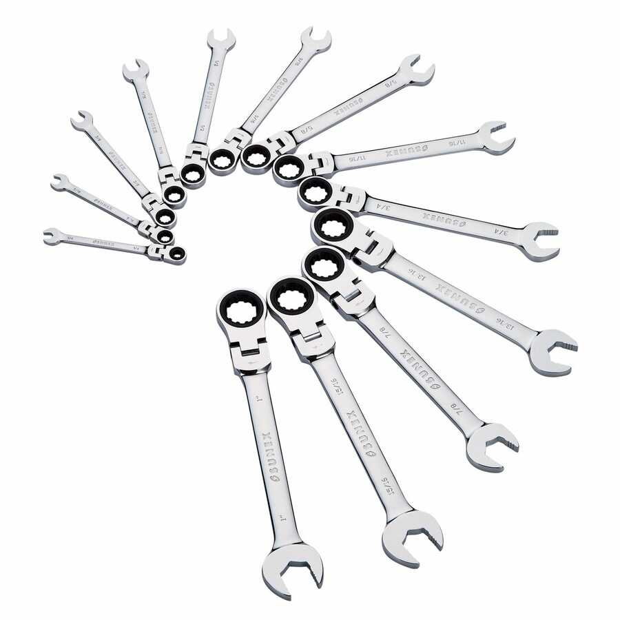 13pc V-Grv Flex Head Combination Wrench Set