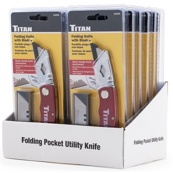 12PC Red Folding Utility Knife Display