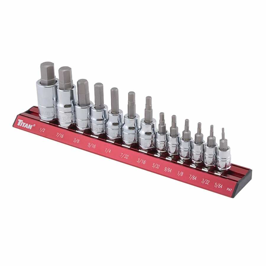 1/4, 3/8, 1/2 In Dr SAE Hex Bit Socket Set - 13-Pc