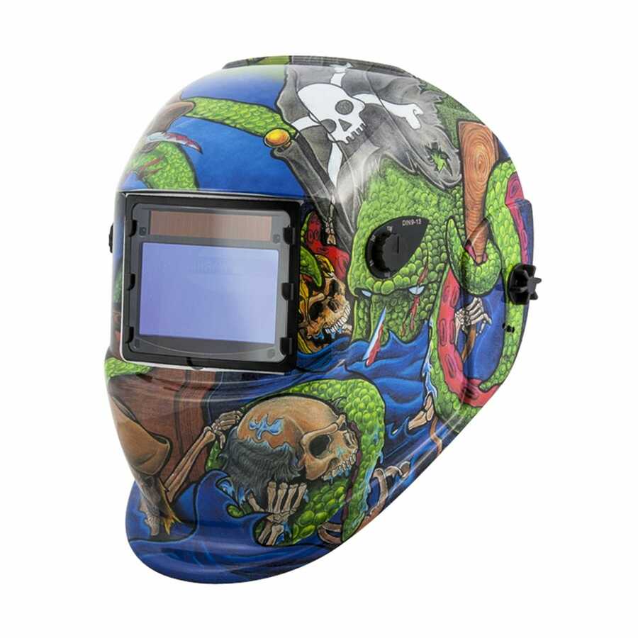 Auto Darkening Solar Powered Welding Helmet - Pirate Graphics