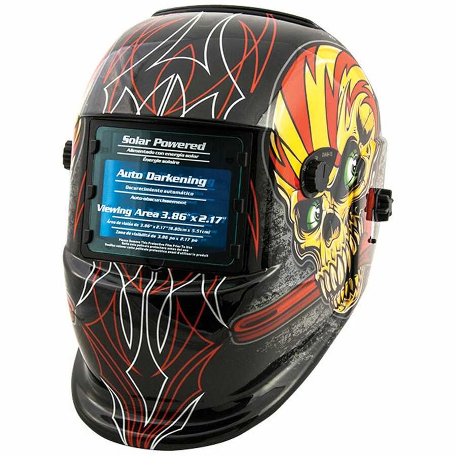 XtremepowerUS Auto-Darkening Solar Powered Welding Helmet Flames Skull 