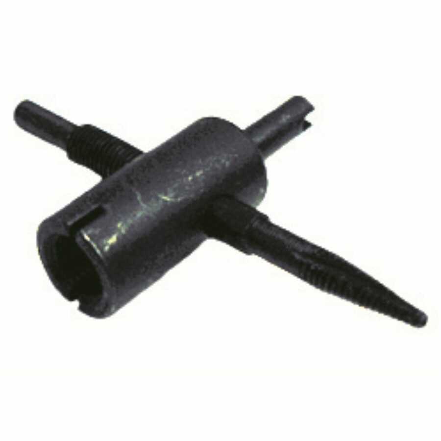 Four Way Tire Valve Core Tool, Black Hardened Steel