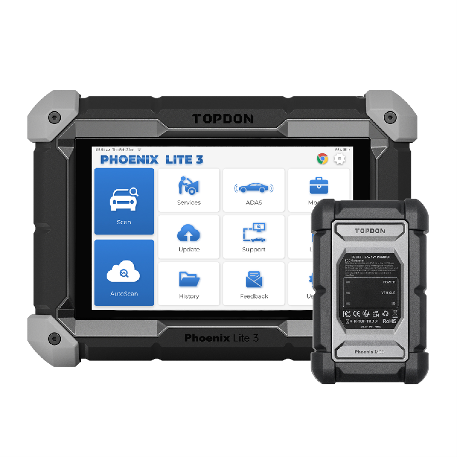 Topdon Phoenix Lite 3 - 8" OE-Level Scan Tool, Serv Funcs, Bi-Di