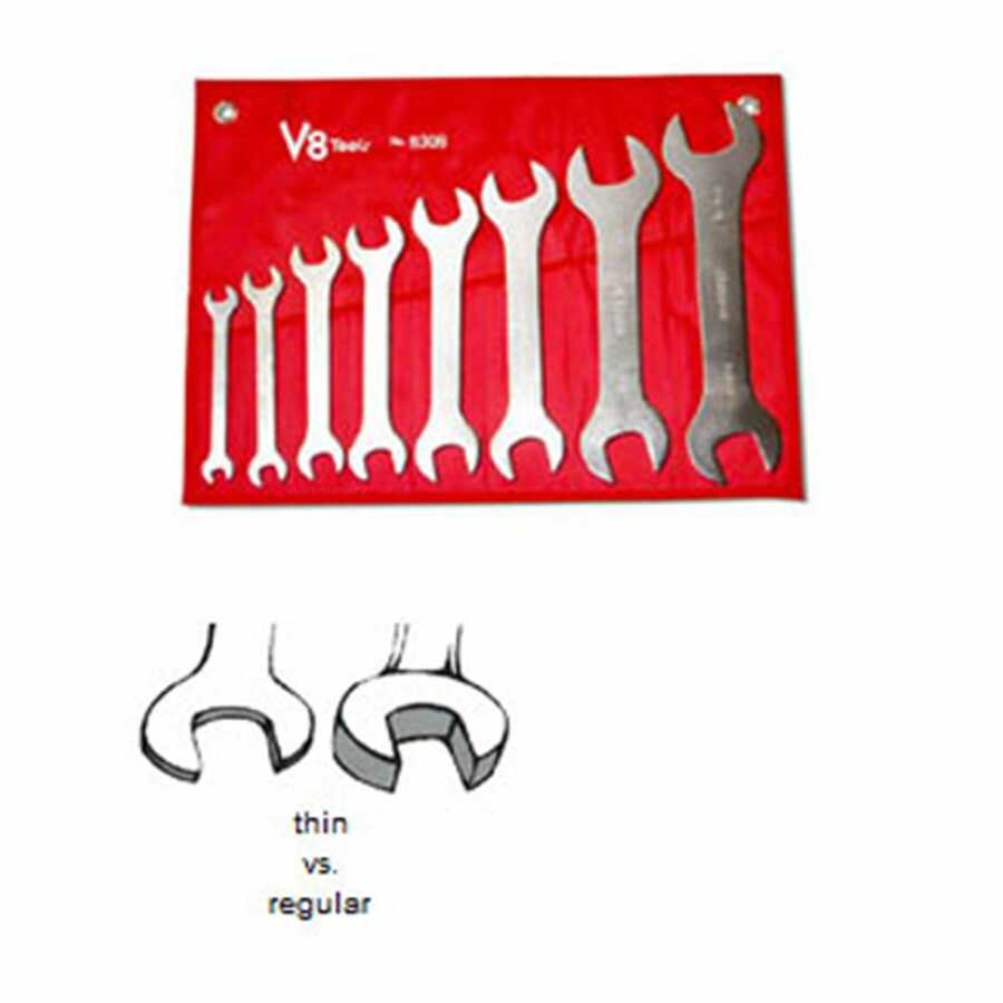 Super Thin Open End Wrench Set 8-Pc