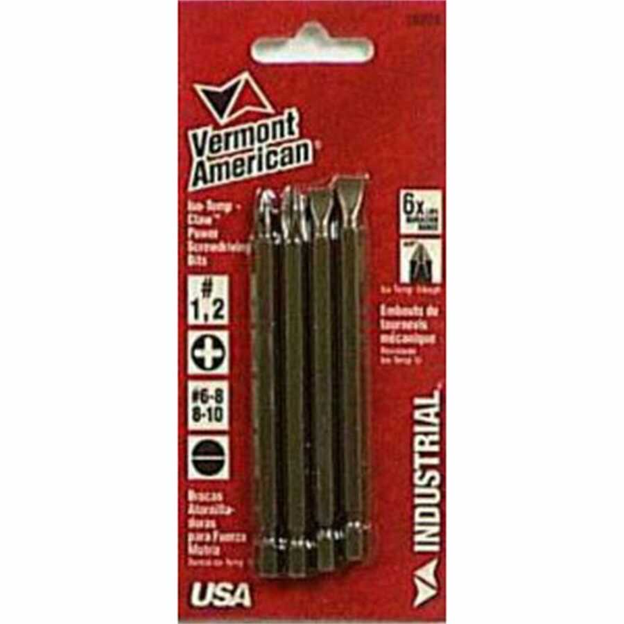 Phillips & Slotted Industrial Power Bit Set, 4 Piece, 3-1/2 In L