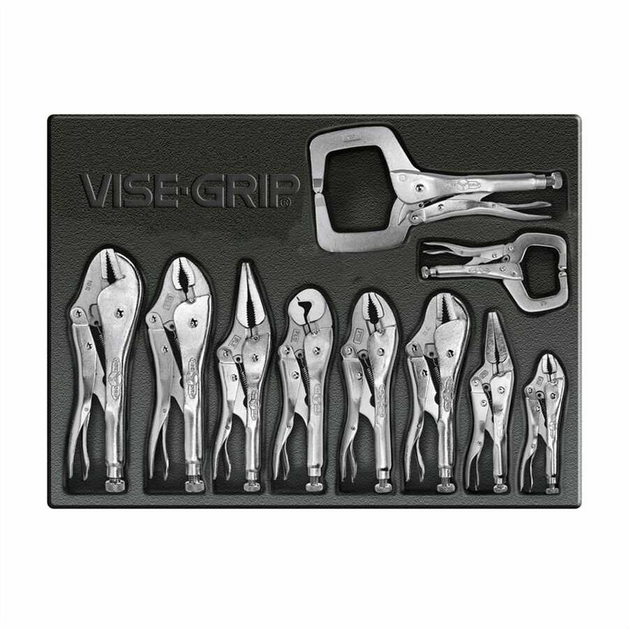 Locking Pliers Set in Tray 10 Pc