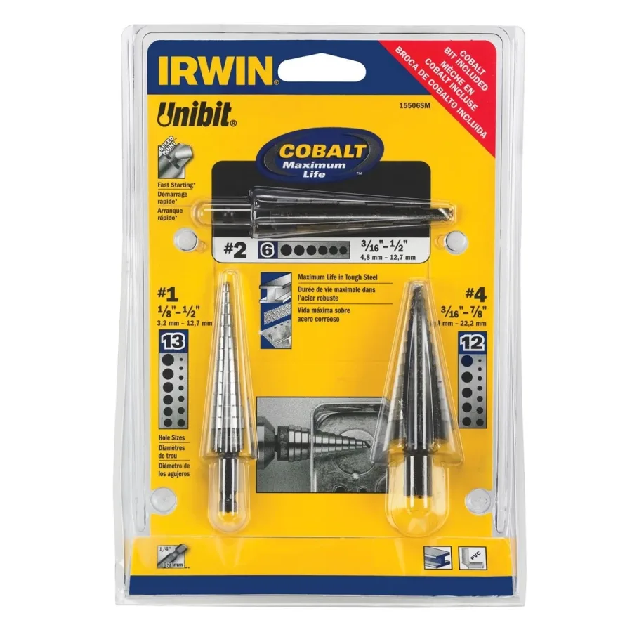 (image for) 3 Piece Unibit HSS and Cobalt Set (#1, #4 & #2)