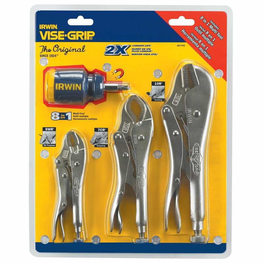 3 Piece Locking Plier Set w/ Knife