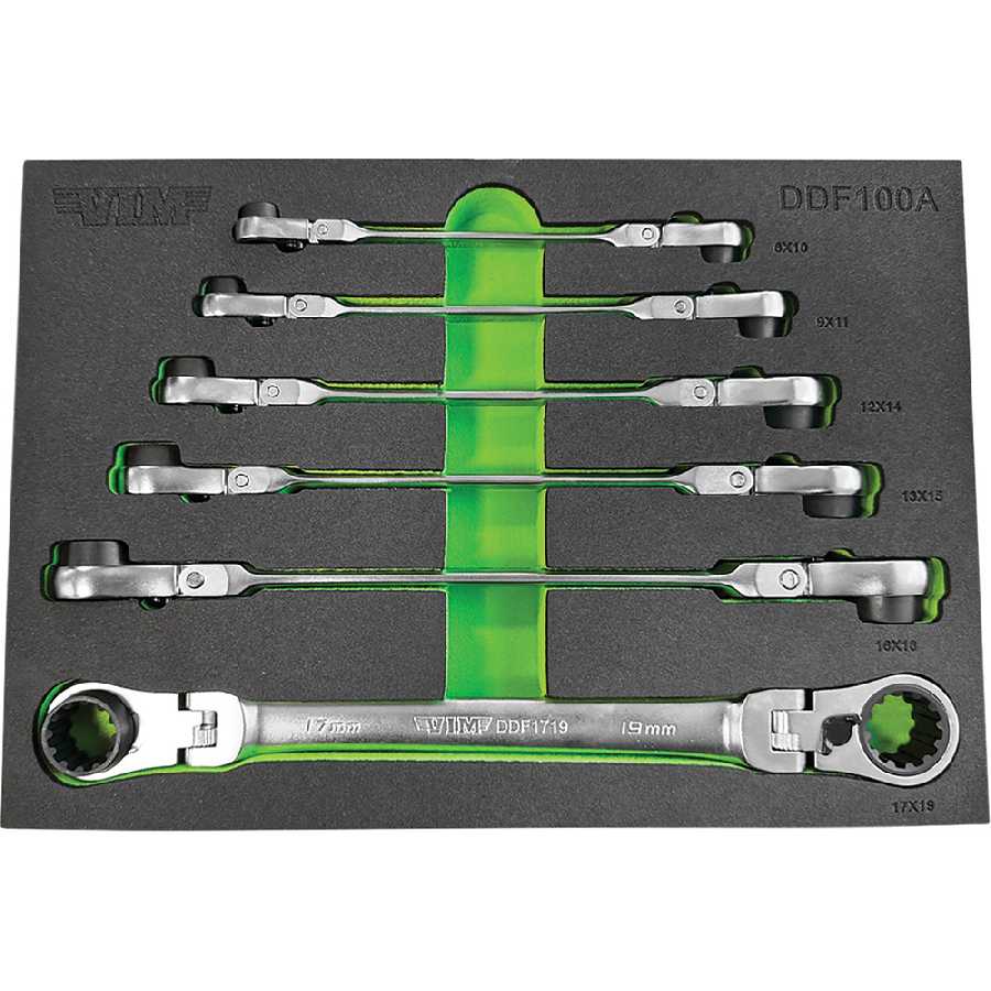 VIM Tools 6 Piece Double Deep Spline Flex Head Ratcheting Wr