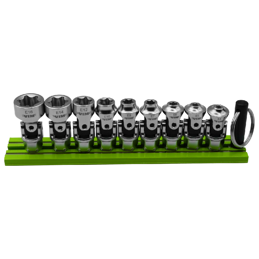 VIM Tools 9 Piece Dual Drive Stubby UJ E-TORX Socket Set - 1