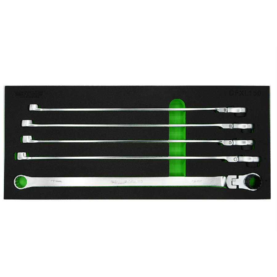 VIM Tools 5 Piece Deep Spline Ratcheting Flex Head Wrench Set (1