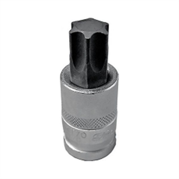 T60 Torx Bit Press Fit 1/2" Square Drive Chrome