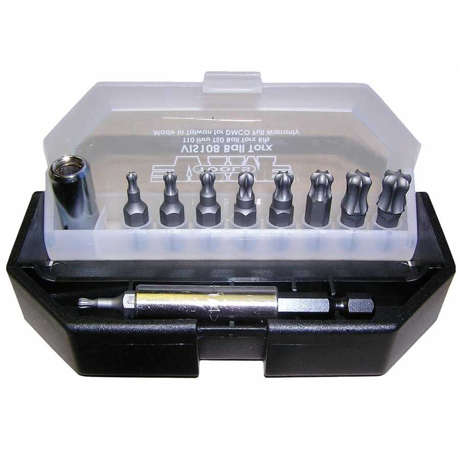 VIM Tools | VIS108 | 11 Piece Ball Torx Bit Set T10-T50 with Magnetic Drivers