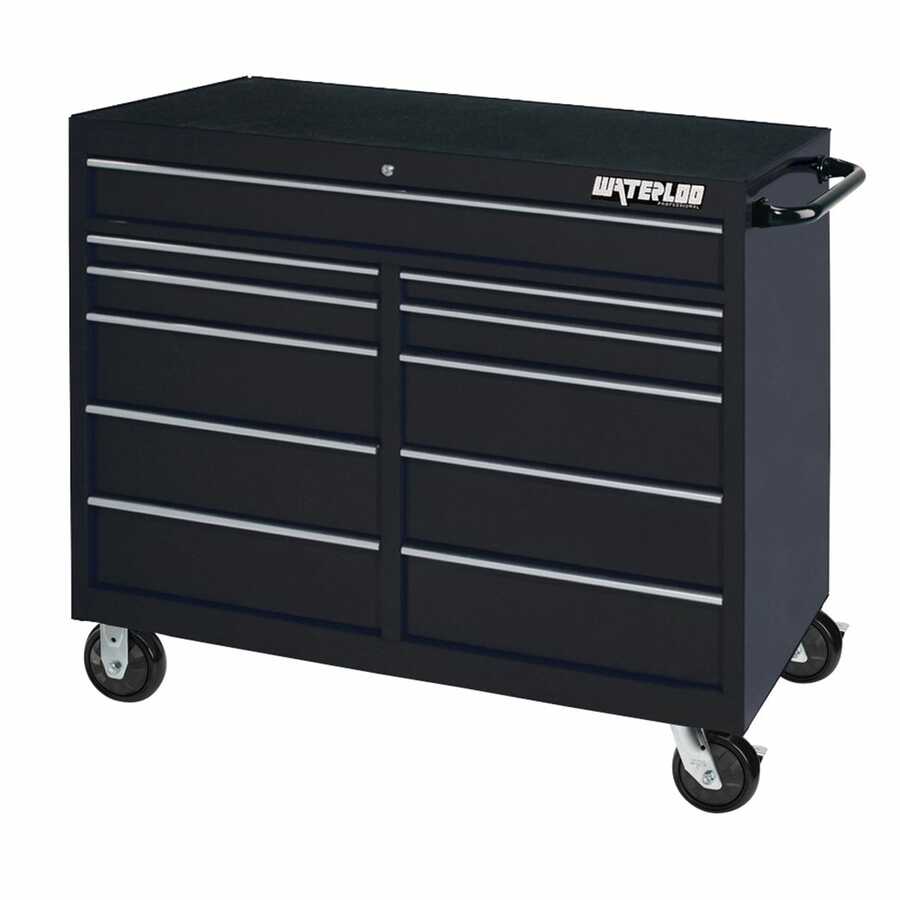 52 In. Black 11-Dwr Tool Cab w/Liners, Upg Casters