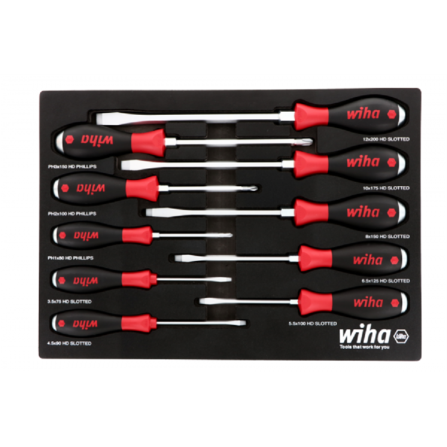 10 Piece SoftFinish X Heavy Duty Cushion Grip Screwdriver Tray S